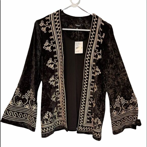 4SI3NNA Velvet Appliqué Black and Gold Jacket. - Picture 7 of 16